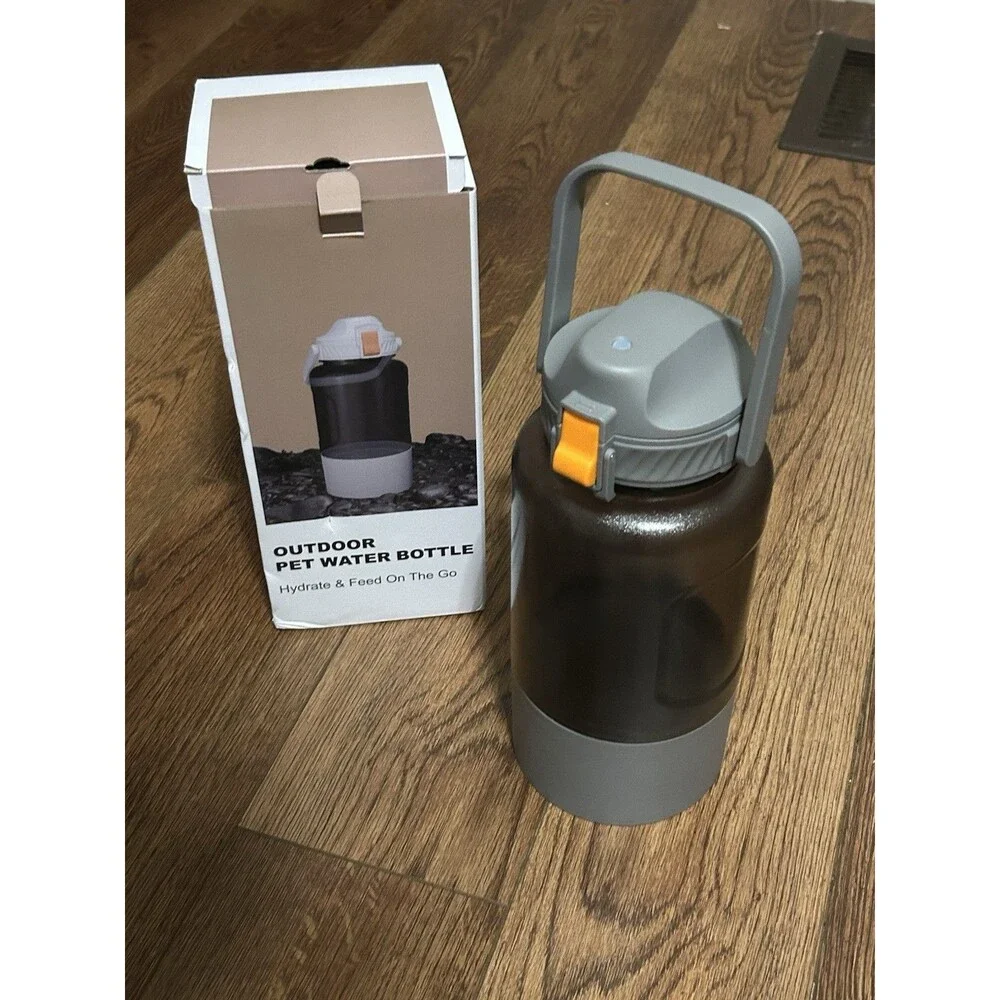 53oz Large Dog Water Bottle W/ Water And Food Bowl Portable Feeding Brand New